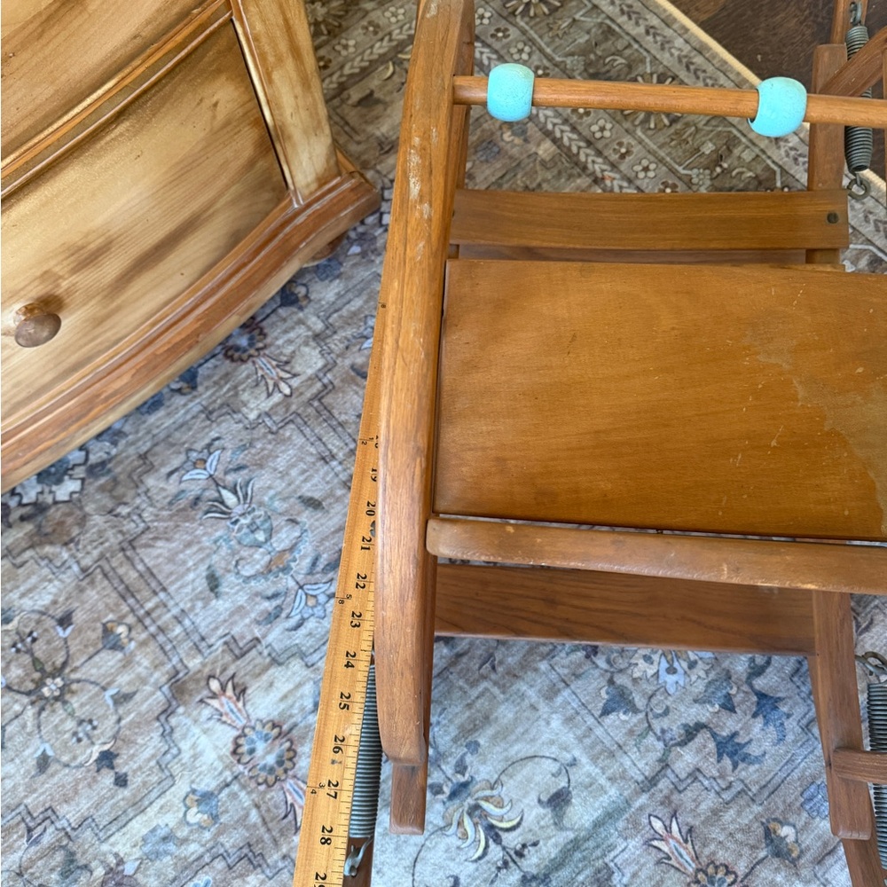 Vintage Wooden Teeter Totter Rocker in Brown and Blue - Picture 7 of 11